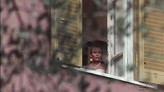 FUCKS IN THE GARDEN WITH HIS FRIEND WHILE SISTER WATCHES THEM FROM THE WINDOW