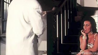 Pussycat fucks with Rocco on the stairs and his sister in the garden with another