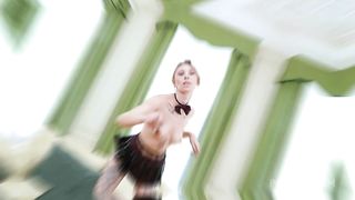 FIRST DAP WITH PEE! Babe Caller Bowl gets double anal penetration and pee spurts from six big cocks EKS270