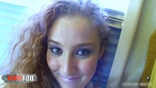 Young redhead Lola Bella gets her ass fucked for a few tickets in the camper van - remastered