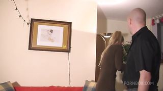 Blonde hot girl giving an amazing blowjob