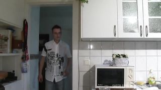 Stepmom giving a blowjob to his dirty stepson