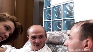 Hot wifey gets fucked by her husband and a friend - The female neighbour!