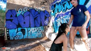 Beautiful bigtits asian Pornstar Sharon Lee outdoor ass fucking