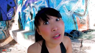 Beautiful bigtits asian Pornstar Sharon Lee outdoor ass fucking