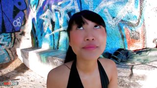 Beautiful bigtits asian Pornstar Sharon Lee outdoor ass fucking