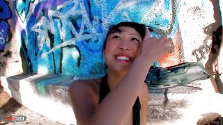 Beautiful bigtits asian Pornstar Sharon Lee outdoor ass fucking