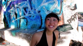 Beautiful bigtits asian Pornstar Sharon Lee outdoor ass fucking