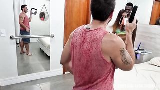 Bastidores da gravacao com a novinha Karina Mello fazendo muito anal e ate Dp