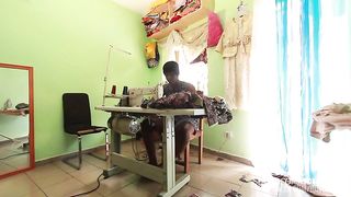 The seamstress lulu vroumette cmr with her client in her workshop who confuses taking the measurements of the pants and begins to take the measurements of her client's cock to end up with a fuck in th