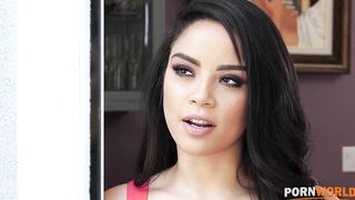 Maya Bijou bounces on a rock hard black Rod