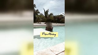 Pool owner saw how sexy I was and he jumped in when I was alone