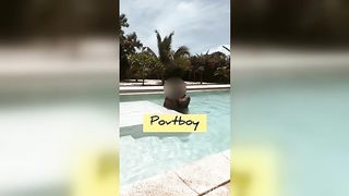 Pool owner saw how sexy I was and he jumped in when I was alone