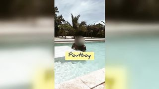 Pool owner saw how sexy I was and he jumped in when I was alone