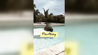 Pool owner saw how sexy I was and he jumped in when I was alone