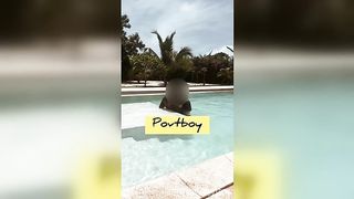 Pool owner saw how sexy I was and he jumped in when I was alone