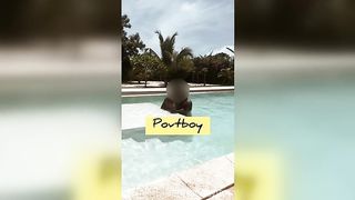 Pool owner saw how sexy I was and he jumped in when I was alone