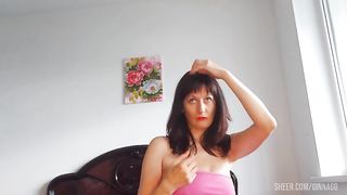 white panties under the skirt