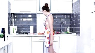 Solo Hairy Pussy Play in the Kitchen For Horny Teen