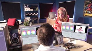 Paige Ashley Fucks Two Editors At Once In The Editing Room Suite!
