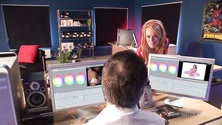 Paige Ashley Fucks Two Editors At Once In The Editing Room Suite!