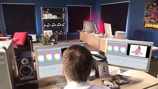 Paige Ashley Fucks Two Editors At Once In The Editing Room Suite!