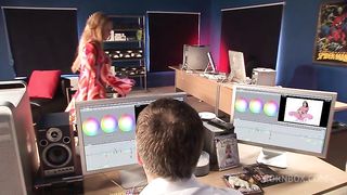 Paige Ashley Fucks Two Editors At Once In The Editing Room Suite!