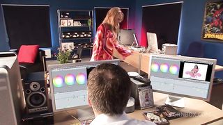 Paige Ashley Fucks Two Editors At Once In The Editing Room Suite!