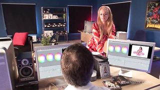 Paige Ashley Fucks Two Editors At Once In The Editing Room Suite!