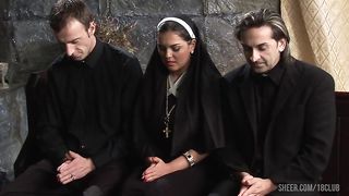Jasmine Black And Stacey Saran Get Fucked By Priests In The Pews