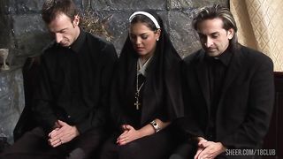 Jasmine Black And Stacey Saran Get Fucked By Priests In The Pews