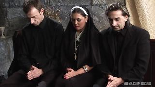 Jasmine Black And Stacey Saran Get Fucked By Priests In The Pews