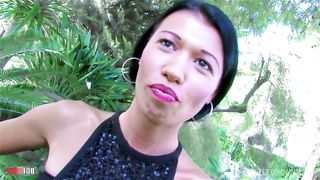 Fucking Mademoiselle Justine's fantastic ass outdoor