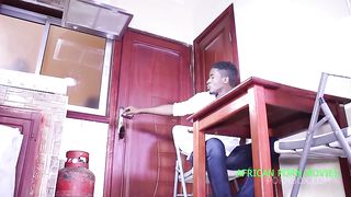 Anal double penetration in threesome. Husband fantasizes about his wife being fucked by his neighbor in public with his big Dic