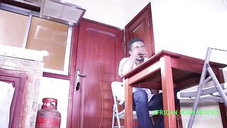 Anal double penetration in threesome. Husband fantasizes about his wife being fucked by his neighbor in public with his big Dic