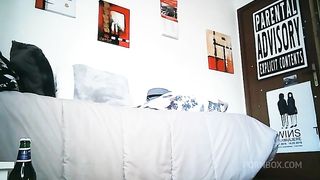 Belly swollen with beer by inflating a large inflatable doll