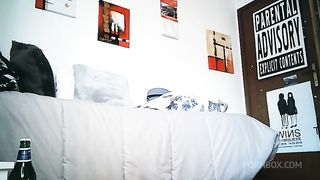 Belly swollen with beer by inflating a large inflatable doll