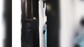 i almost pee so i enter the bathroom and my roommate ended fucking me