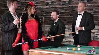 Airtight DP on the Pooltable with Busty Flapper Chloe & 3 Gentlemen GP2502