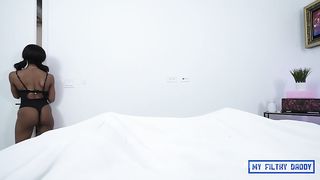 Daddy Fucks Kimmy Charms Little Asshole Really Hard and Deep Until she Quivers