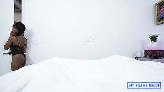 Daddy Fucks Kimmy Charms Little Asshole Really Hard and Deep Until she Quivers