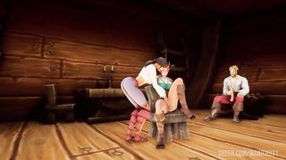 Redhead Elf Gets Railed in Front of Pirates - Warcraft Porn Parody