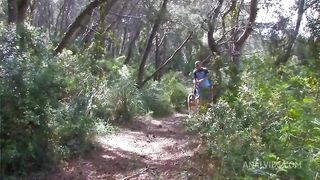 Threesome in the woods, beautiful slut fucked in the ass and pussy
