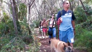 Threesome in the woods, beautiful slut fucked in the ass and pussy