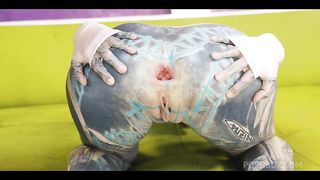 Heavily tattooed DAP threesome - hardcore ANAL fuck - DAP, gapes, facefuck, facial (alternative, goth, punk) ZF037