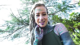 Naughty TATTOO model PUBLIC masturbation, Alternative teen ANAL SQUIRT outdoors, anal gape, prolapse (goth, punk, alt porn)ZF071