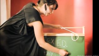 Busty blonde moans while naughty brunette shoves a toy in her cunt