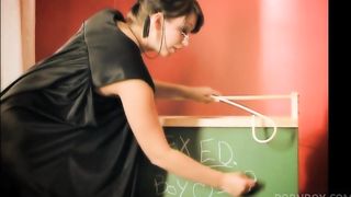 Busty blonde moans while naughty brunette shoves a toy in her cunt