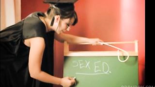 Busty blonde moans while naughty brunette shoves a toy in her cunt