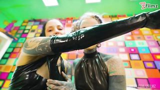 Tattooed LATEX ANAL loving sluts ASS stretching